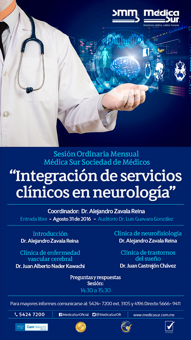 Invitación a la sesión ordinaria mensual Integración de servicios clínicos de neurología