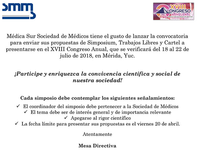 Convocatoria al XVIII Congreso Anual de la Sociedad de Médicos