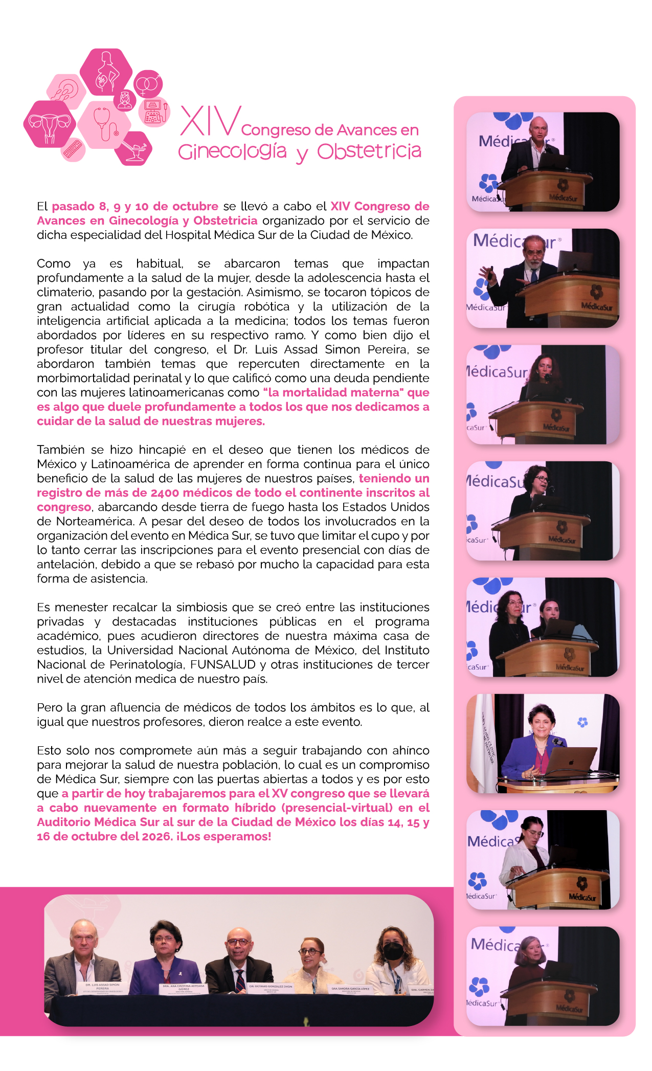 As se vivi el XIV Congreso de Avances en Ginecologa y Obstetricia