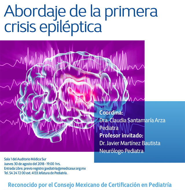Cartel del simposio mensual de pediatría: abordaje de la primera crisis epiléptica