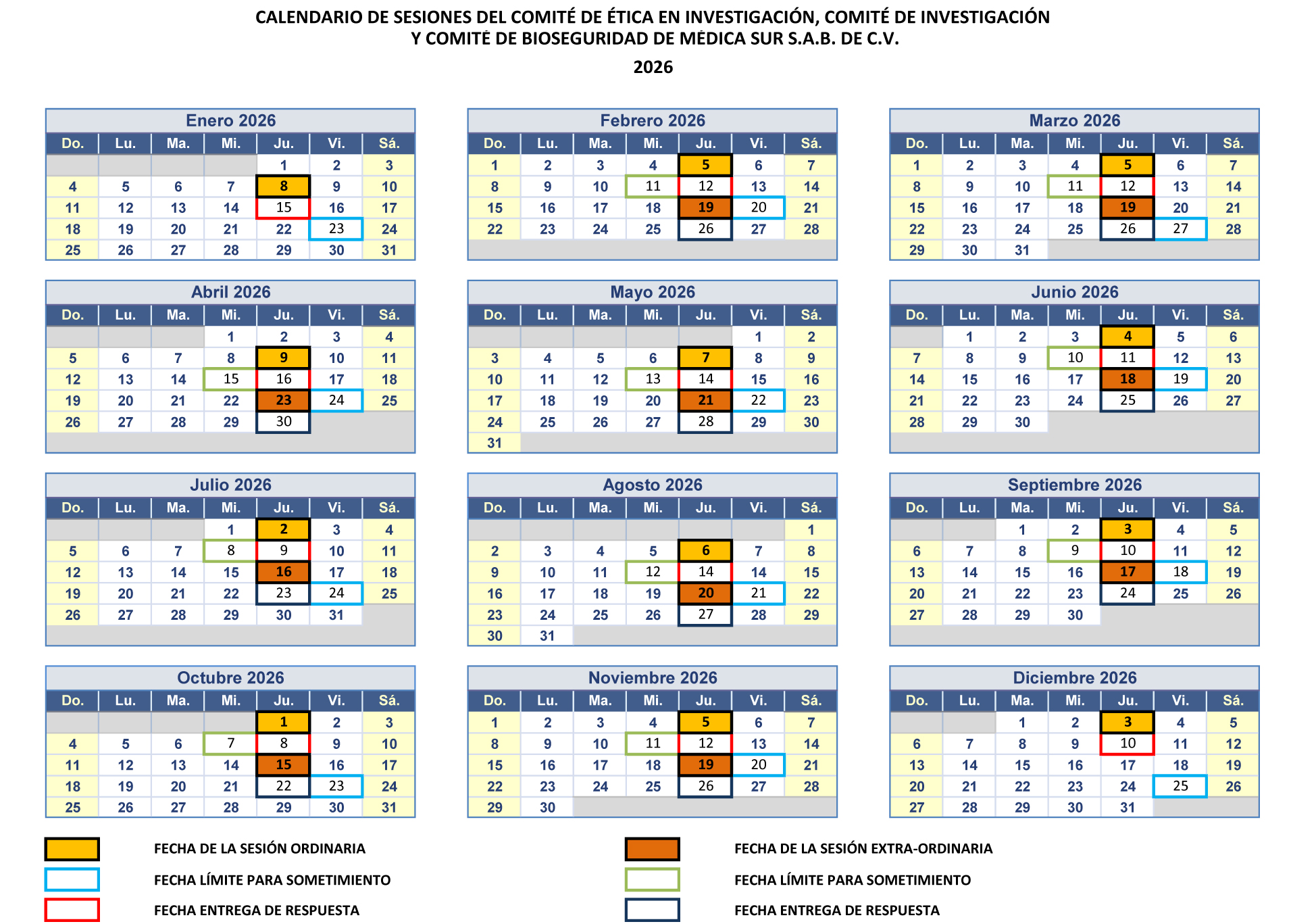 Calendario de la Fundaci�n